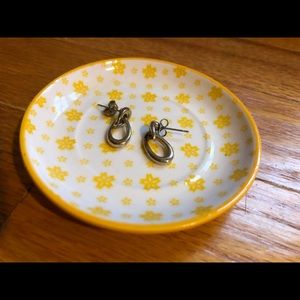 silver oblong hoop studs